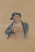 A pair of early 20thC watercolours Mr Pickwick and Sairey Gamp, monogrammed and dated LJT, 1921,