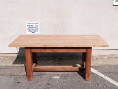Pine farmhouse style table, L183 x D84 x H75cm