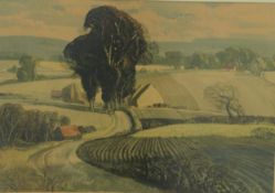 Roland Hilder print of a landscape dated 1936, 41 x 60cm