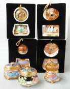 Seven House of Faberge lidded porcelain trinket boxes in original packaging