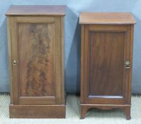 Two 19thC mahogany bedside or part cupboards, one with flame mahogany door, height of taller 76cm