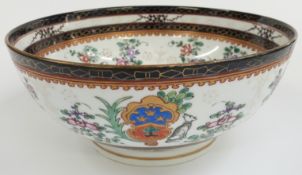 Armorial pedestal punch bowl, H12 x diameter 28cm