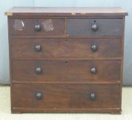 Victorian mahogany chest of two over three drawers, W113 x D54 x H100