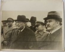 Ministry of Information 8x10 inch photograph of Winston Churchill in Moscow with Field Marshall