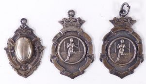 Three 1940's/50's hallmarked silver Whitecroft RFC medallions/medals