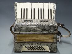 Hohner Student V 32 bass piano accordion in grey pearloid finish, with original carry case