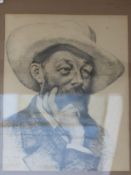 Samuel G Richards (American 1853-1893) pen and ink portrait of Van Gogh, signed and inscribed