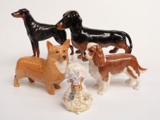 Beswick Beatrix Potter figure Lady Mouse with BP2 stamp and a collection of Beswick dogs including