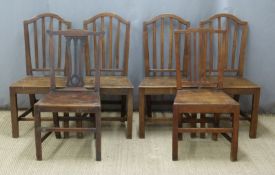 Six 19th century solid seat country style dining chairs