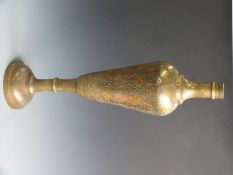 Eastern style brass hookah pipe base or vase, H80cm