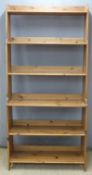 Pine waterfall bookcase, W93 x D33 x H197cm