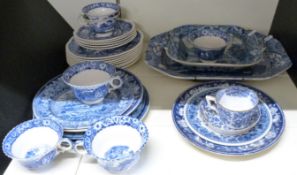 A quantity of 19th/20thC blue and white ceramics including Coalport, Ironstone, Wedgwood 'Fallow