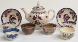 A collection of first period Worcester and other 18thC porcelain including a teapot, H15cm