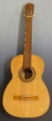 Roca Flamenco acoustic Spanish guitar, c1950s, with inlaid decoration to sound hole, labelled