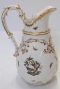 Large Herend porcelain pedestal pitcher in the Rothschild pattern, 36cm tall