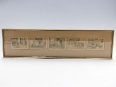A set of five framed postcards 'The Doll's Wedding'