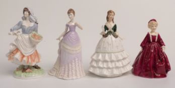 Four Royal Worcester figures comprising 'Emily', 'Debutante', 'Rosie Picking Apples' (2705/9500),