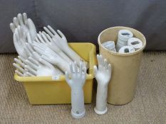 Fifteen glove moulds or shop display mannequin hands
