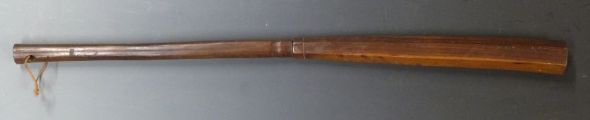 A 19thC Polynesian/Melanesian/Oceanian hardwood battle club with stepped and tapering carved