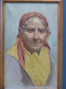 A. Bottesini oil on canvas elderly Sicilian or similar lady, signed lower left 31 x 19cm