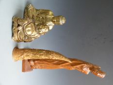 Four Chinese carvings / figures, tallest 62cm