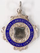 Hallmarked silver and enamel North Gloucestershire Rugby Football Combination medal