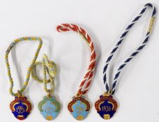 Four 1920s/30s Colwall Park Race Club enamel members' badges comprising 1926, 1927, 1929 and 1930,