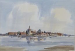 John Worsdale (1930-2008) watercolour 'Old Bosham from Chidham', signed lower right and with label