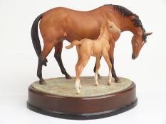 Royal Worcester limited edition 153/500 equestrian figure 'Prince's Grace and Foal' with plinth