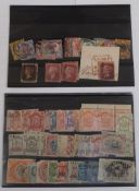 A GB penny black, RR 4 margins with red Maltese Cross cancellation, together with two stockcards