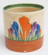 Clarice Cliff for Wilkenson pottery Bizarre decorated in the crocus pattern preserve jar, no lid,