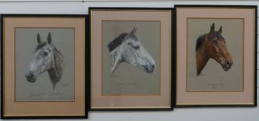 Gill Evans three pastels of horses comprising Badger Hill, Welton Tapestry and Daylight Tapestry,