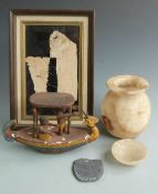 Quantity of ancient Egyptian  and Egyptian style collectables including mummy linen, alabaster