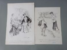 [Jane Austen] Charles Edmund Brock original pen and ink illustration of two women in conversation