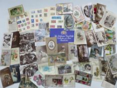 A collection of postcards including Edwardian, glamour, WWI etc