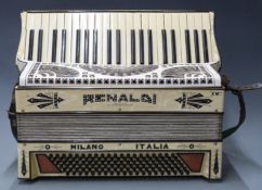 Renaldi Italian 120 bass piano accordion c1930's, in ivory pearloid finish with diamante decoration,
