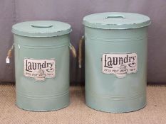 Two metal laundry baskets, diameter 39 x H55cm