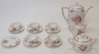 Rosenthal part tea service decorated with flowers, 14 pieces