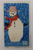 A 1966 GB Christmas mint 1s 6d stamp with the Queen's head missing SG714 (error not listed in