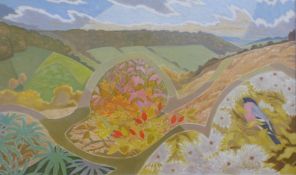 Oliver Heywood oil on canvas 'Bullfinch, Snows Farm' (probably Selsley looking towards Penn Wood and