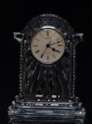 Waterford Crystal cut glass clock, 18cm tall