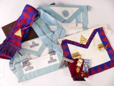 A quantity of Masonic regalia and jewels including hallmarked silver and enamel late 1970's example