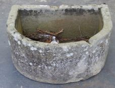 D end carved natural stone trough, W67 x D55 x H30cm
