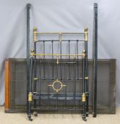 Victorian brass and cast iron single bed with side irons and base