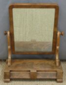 19thC flame mahogany swing frame dressing table mirror, height 66cm