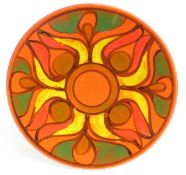 Poole Pottery retro Delphis pattern charger signed by Robert Jefferson, D35cm