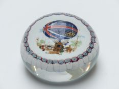 Vincent Lunardi for Murano glass paperweight with a hot air balloon and figures surrounded by two