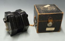 Lachenal and Co. 48 key English system concertina in low pitch, c1925, with metal buttons,
