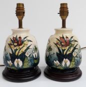 Moorcroft Lamia pattern pair of table lamps, H26cm