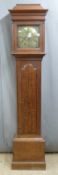 17th or 18thC oak longcase clock with single hand movement and brass dial